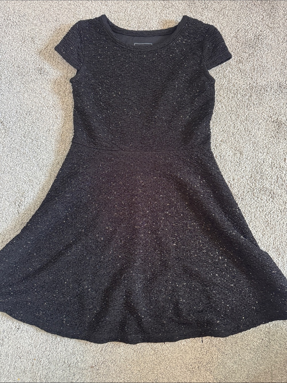 Sonoma Black Short-Sleeve Glitter Skater Dress